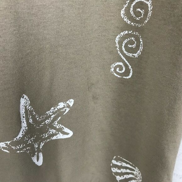 Vintage Key Wear Midi Dress Size L Beige Fish Starfish Beach Polyester Blend - Picture 4 of 8